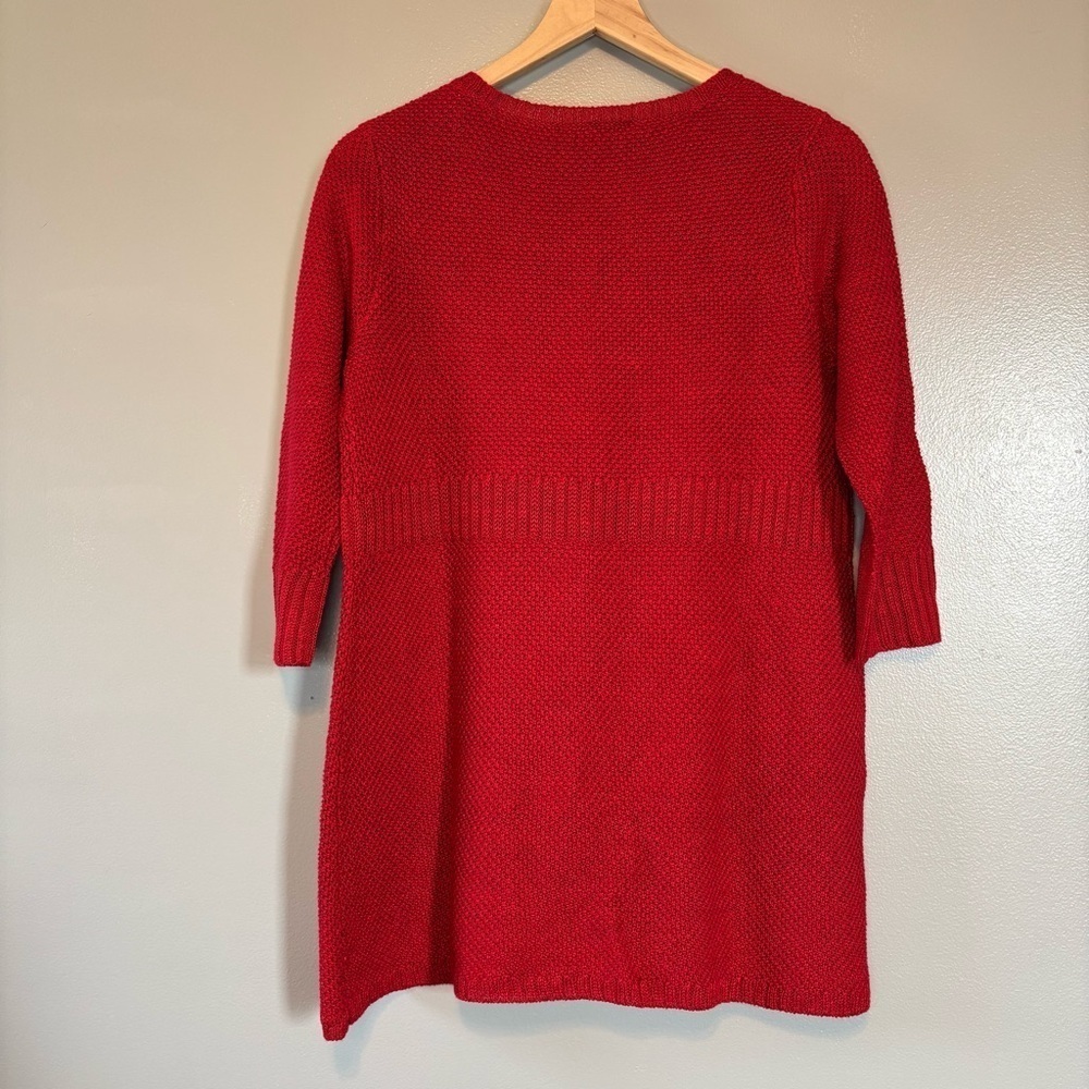Eileen Fisher XS Italian Yarn - 100% Hemp Half Sleeve Knit Cardigan Red - Picture 3 of 5